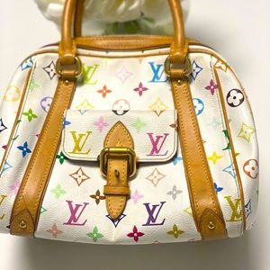 Authentic Louis Vuitton Handbag Multicolored Monogram White.